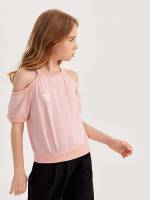 Baby Pink Cut Out Casual Kids Clothing 6856