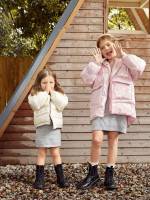 Hooded Plain Short Casual Girls Winter Coats 2847