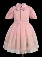 Glamorous Collar Baby Pink Girls Partywear 405