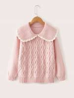 Peter Pan Collar Plain Baby Pink Girls Clothing 5005