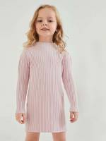 Regular Fit Stand Collar Rib-Knit Plain Toddler Girls Knitwear 2162