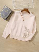 Long Sleeve Button Casual Girls Knitwear 735