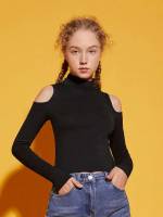 Plain Crop Slim Fit Cold Shoulder Girls Tops 405