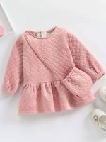  Long Sleeve Short Ruffle Hem Toddler Girls Clothing 2423