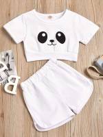  Cartoon Short Sleeve Toddler Girls Clothing 8158