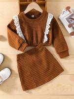  Regular Fit Round Neck Toddler Girl Two-piece Outfits 914
