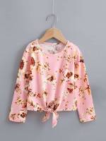  Tie Front Long Sleeve Regular Fit Toddler Girls Tops 6773