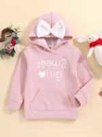 Baby Pink Hooded Regular Bow Toddler Girl Sweatshirts 859