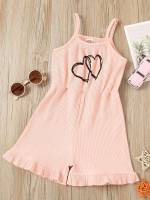 Heart Sleeveless Spaghetti Strap Short Toddler Girls Clothing 6721