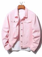 Long Sleeve Baby Pink Regular Fit Men Denim 7786