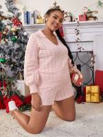 Baby Pink Casual Regular Fit Plus Size Sweater Co-ords 8031