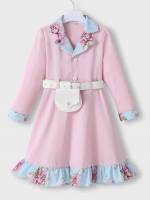 Long Sleeve Lapel Regular Fit Toddler Girls Clothing 4287