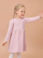 Long Sleeve Regular Fit Baby Pink Round Neck Kids Clothing 657