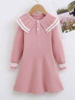  Round Neck Preppy Baby Pink Toddler Girls Clothing 1228