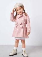  Short Baby Pink Lapel Toddler Girl Trench Coats 7597