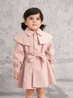  Plain Long Sleeve Toddler Girl Trench Coats 6222