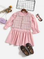  Plaid Preppy Regular Fit Toddler Girl Two-piece Outfits 7191