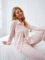 Collar Pocket Casual Long Sleeve Women Sleepwear 1983