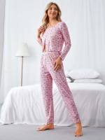 Ditsy Floral Baby Pink Lettuce Trim Underwear  Sleepwear 2867