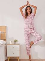  Round Neck Casual Letter Women Sleepwear 417