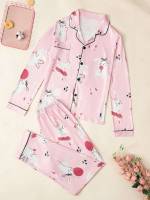 Baby Pink Cute Cartoon Women Sleep  Lounge 507