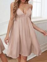 Baby Pink Spaghetti Strap  Women Sleepwear 9843