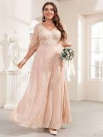 Baby Pink Half Sleeve Maxi Weddings  Events 8734