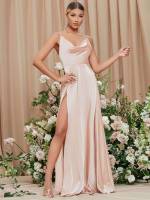 Plain Baby Pink Backless Regular Fit Weddings  Events 132