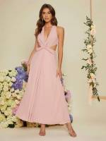 Regular Fit Deep V Neck Criss Cross Women Wedding Party Wear 3830