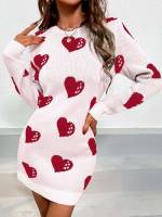  Heart Regular Fit Women Sweater Dresses 378