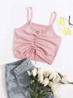 Regular Fit Crop Sleeveless Baby Pink Women Knitwear 1373