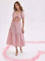 Sweetheart Baby Pink Regular Fit Short Sleeve Women Dresses 36