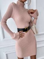  Elegant Plain Rib-Knit Women Clothing 4293