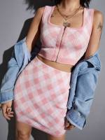  Baby Pink Geometric Women Clothing 7411