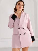 Shawl Collar Button Front Long Plus Size Suits 880