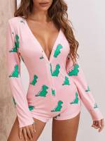 Baby Pink  All Over Print Women Sleep  Lounge 3322