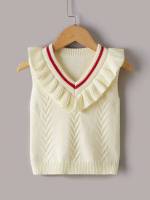 Beige Regular Casual Striped Baby Knitwear 1124