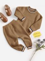 Striped Beige Regular Fit Baby Clothing 3081