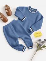 Casual Regular Fit Contrast Binding Long Sleeve Baby Sweater Co-ords 9848