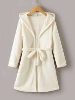 Hooded Casual Beige Girls Coats 8297