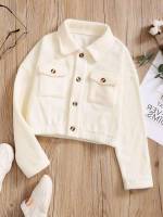 Beige Long Sleeve Casual Girls Jackets 311