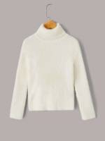  High Neck Plain Long Sleeve Girls Clothing 9443