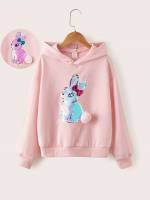 Regular Long Sleeve Hooded Cartoon Girls Clothing 7399