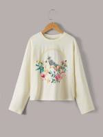 Long Sleeve Round Neck Floral Girls Clothing 851