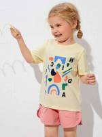  Short Sleeve Geometric Toddler Girls Tops 4301