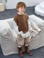 Beige Plain Regular Boys Knitwear 9541