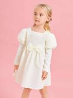 Button Plain Regular Fit Glamorous Toddler Girl Dresses 207