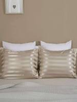 Beige  Striped Pillow Cases 208