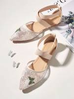 Floral Beige Embroidery Shoes 9227