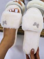 Rhinestone Beige  Women Slippers 7456